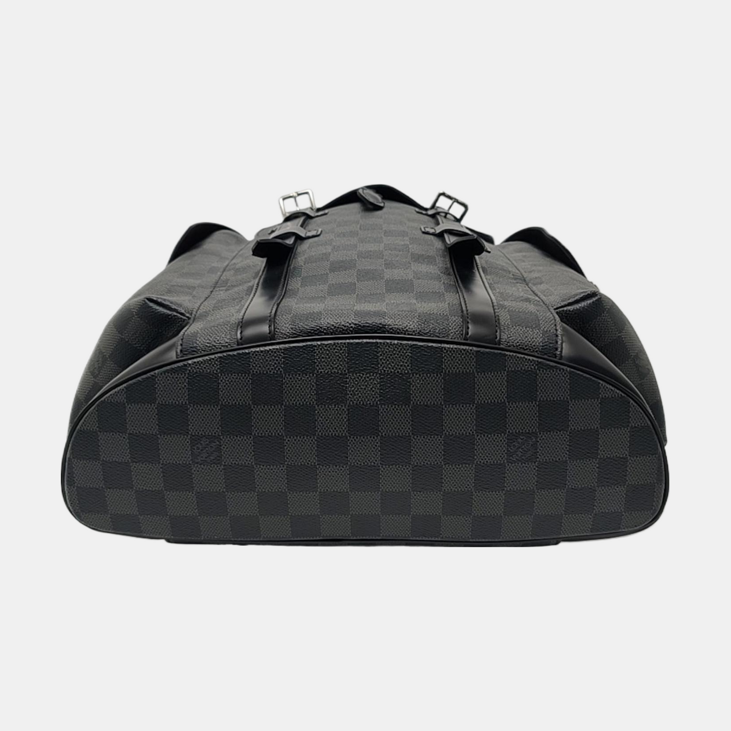 LOUIS VUITTON CHRISTOPHER Medium Grey Coated Canvas Checkerboard Backpack Tote Bag with Silver Hardware-(SKU)-969278949