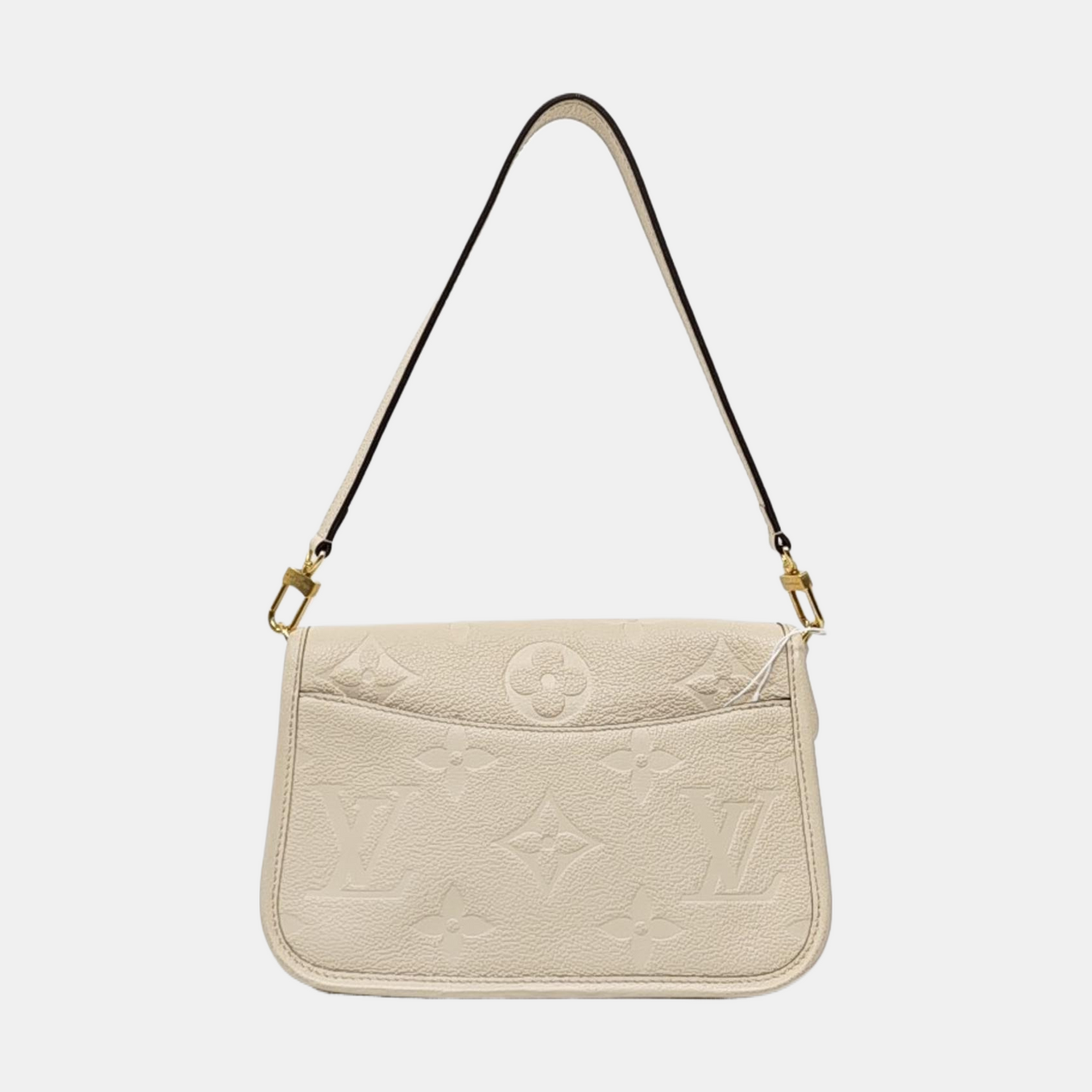LOUIS VUITTON DIANE Beige Coated Canvas Monogram Crossbody Bag Handbag Shoulder Bag Detachable Strap Gold Hardware 2 Clasp-(SKU)-971247515