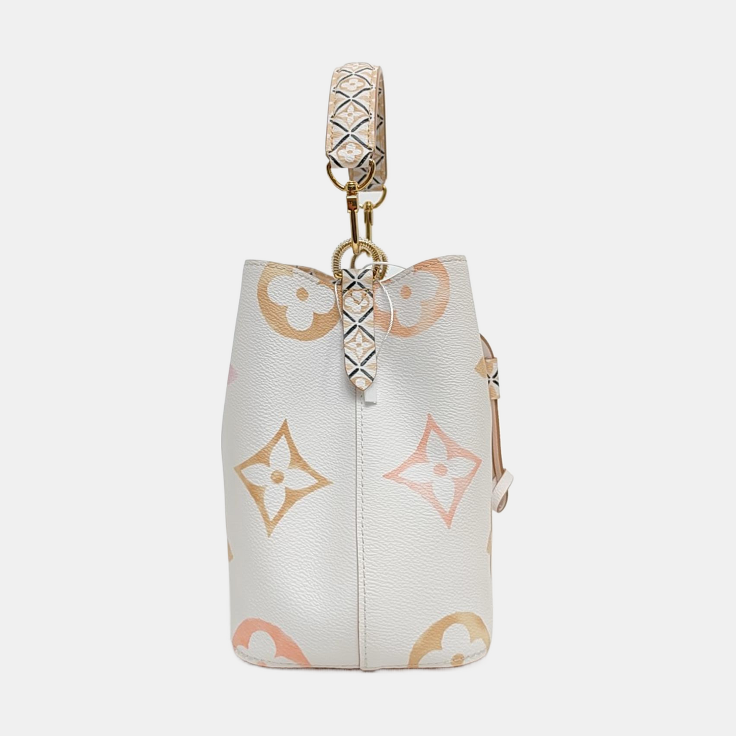 LOUIS VUITTON NÉONOÉ Small size white coated canvas monogram single shoulder bag handbag crossbody bag golden hardware 2 detachable shoulder straps-(SKU)-971271612