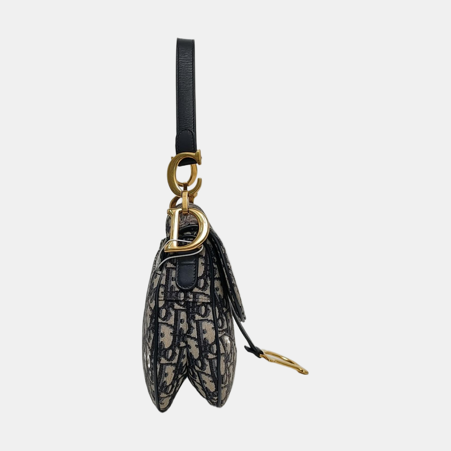 DIOR Saddle Small Blue Canvas Monogram Damier Embossed Saddle Bag, Shoulder Bag, Golden Hardware, Removable Strap-(SKU)-971349303
