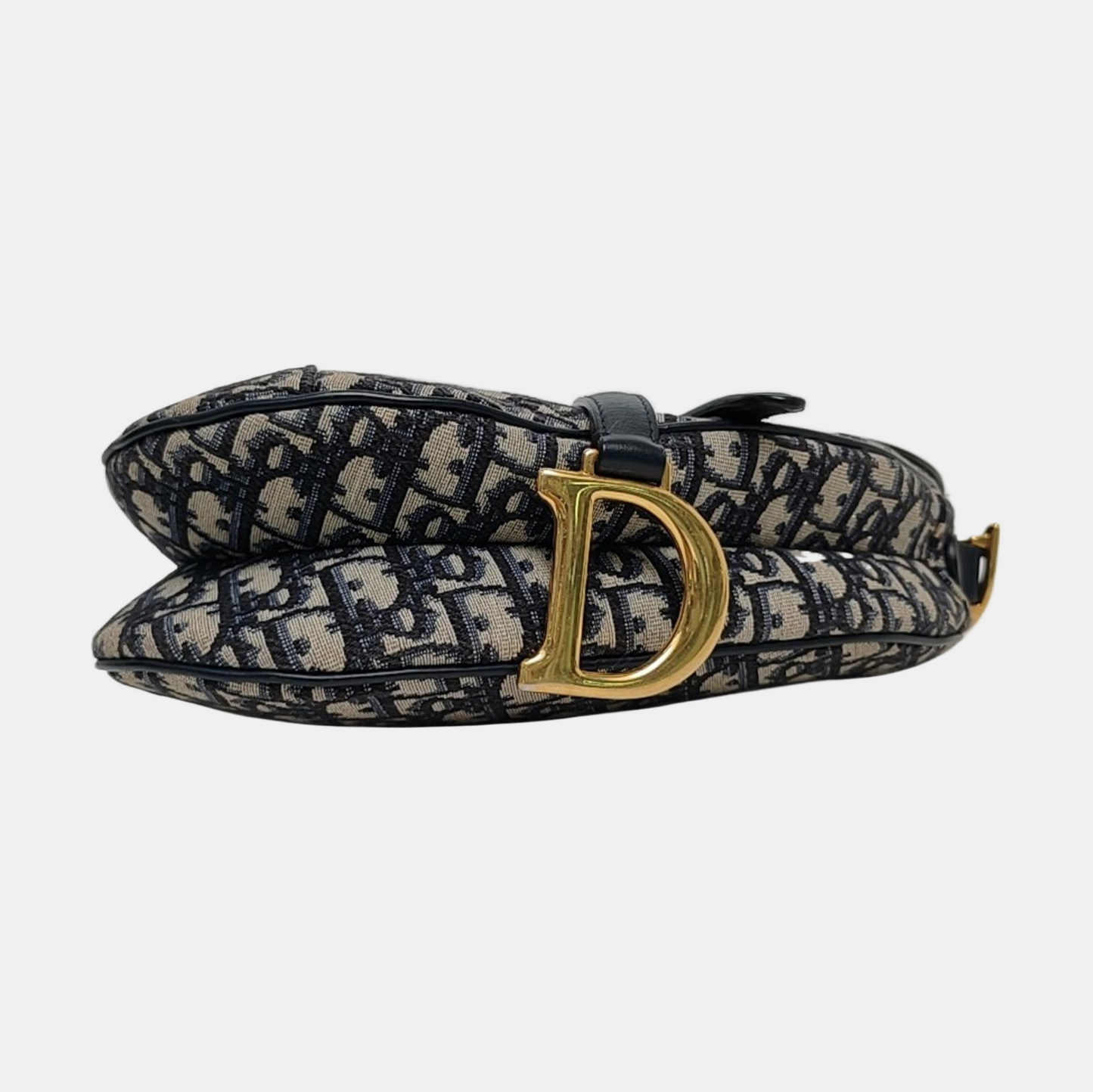 DIOR Saddle Small Blue Canvas Monogram Damier Embossed Saddle Bag, Shoulder Bag, Golden Hardware, Removable Strap-(SKU)-971349303