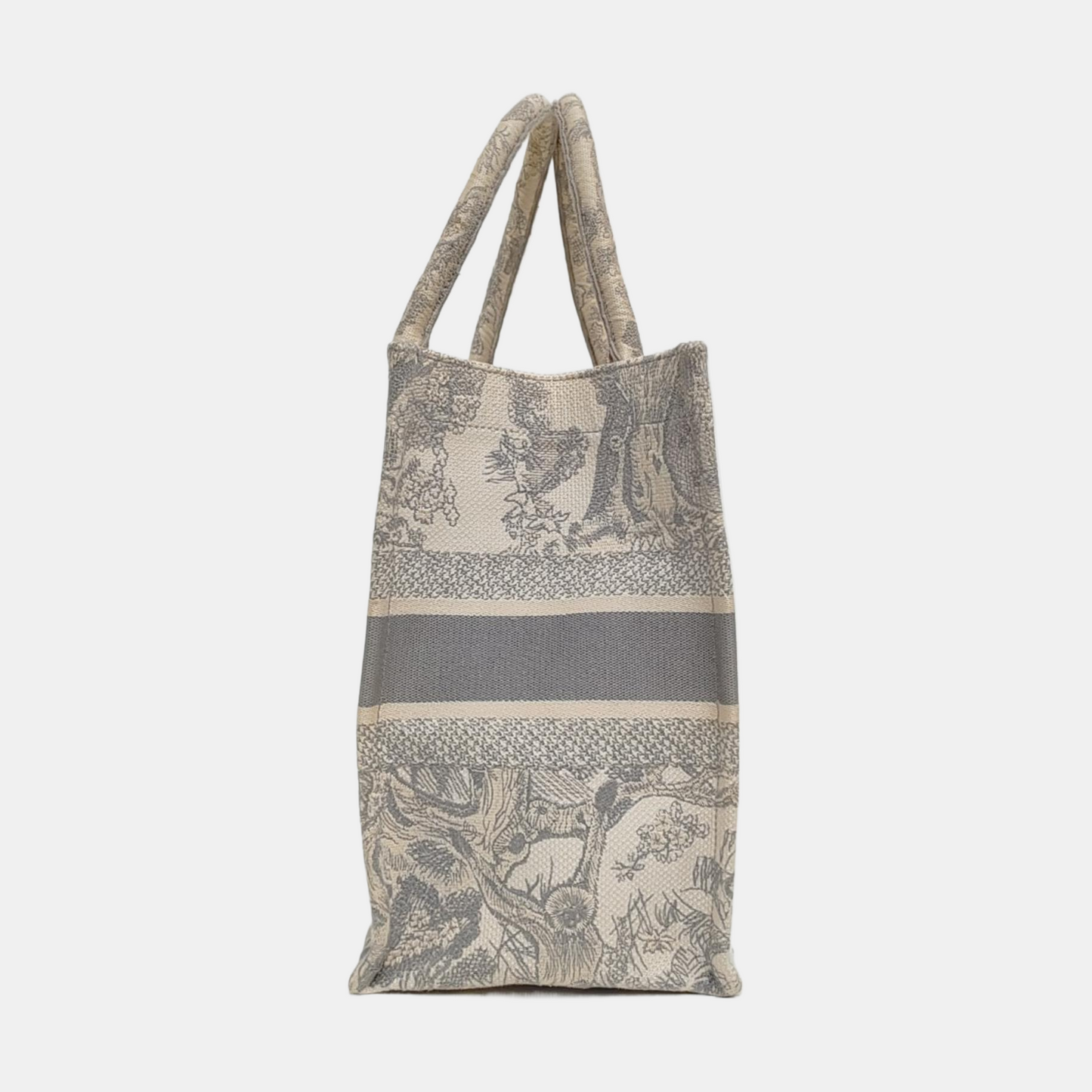 DIOR Book Tote Medium Grey Canvas Embroidered Handbag-(SKU)-971117426