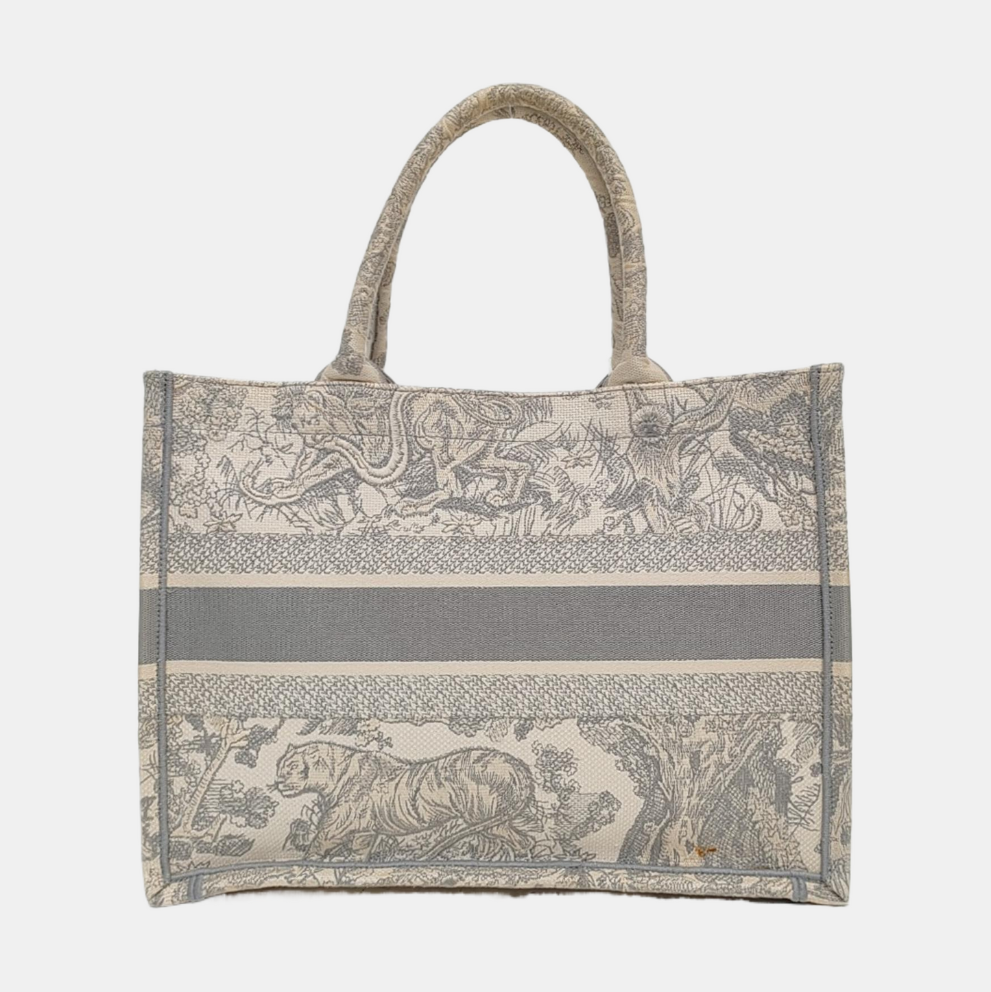DIOR Book Tote Medium Grey Canvas Embroidered Handbag-(SKU)-971117426