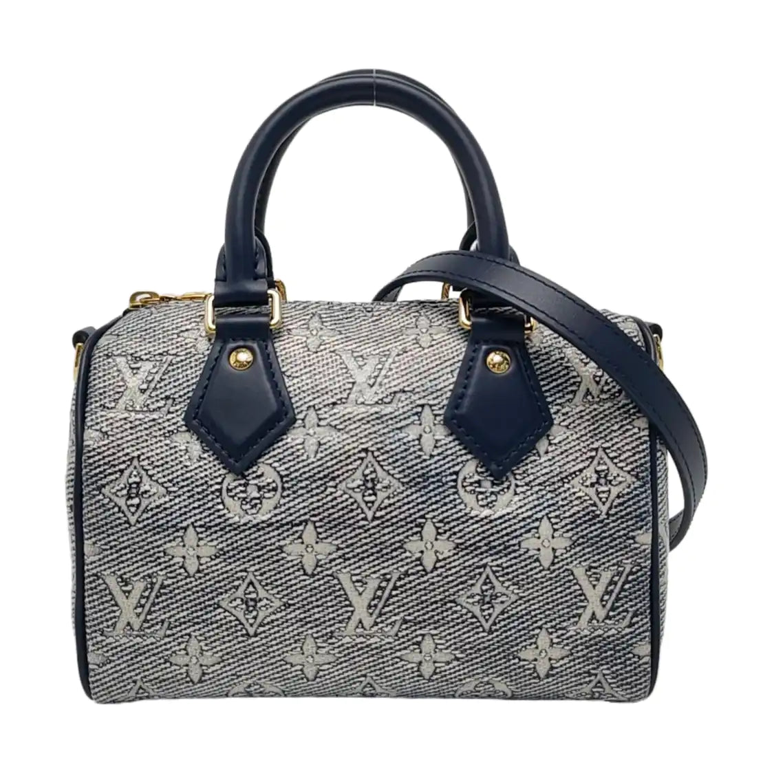 LOUIS VUITTON SPEEDY 20 Light Blue Special Material Monogram Embossed Boston Bag Crossbody Bag Shoulder Bag Tote Bag Adjustable Strap Golden Hardware Removable Strap-(SKU)-952606460