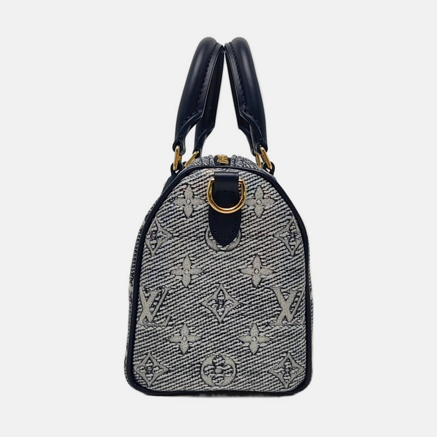 LOUIS VUITTON SPEEDY 20 Light Blue Special Material Monogram Embossed Boston Bag Crossbody Bag Shoulder Bag Tote Bag Adjustable Strap Golden Hardware Removable Strap-(SKU)-952606460
