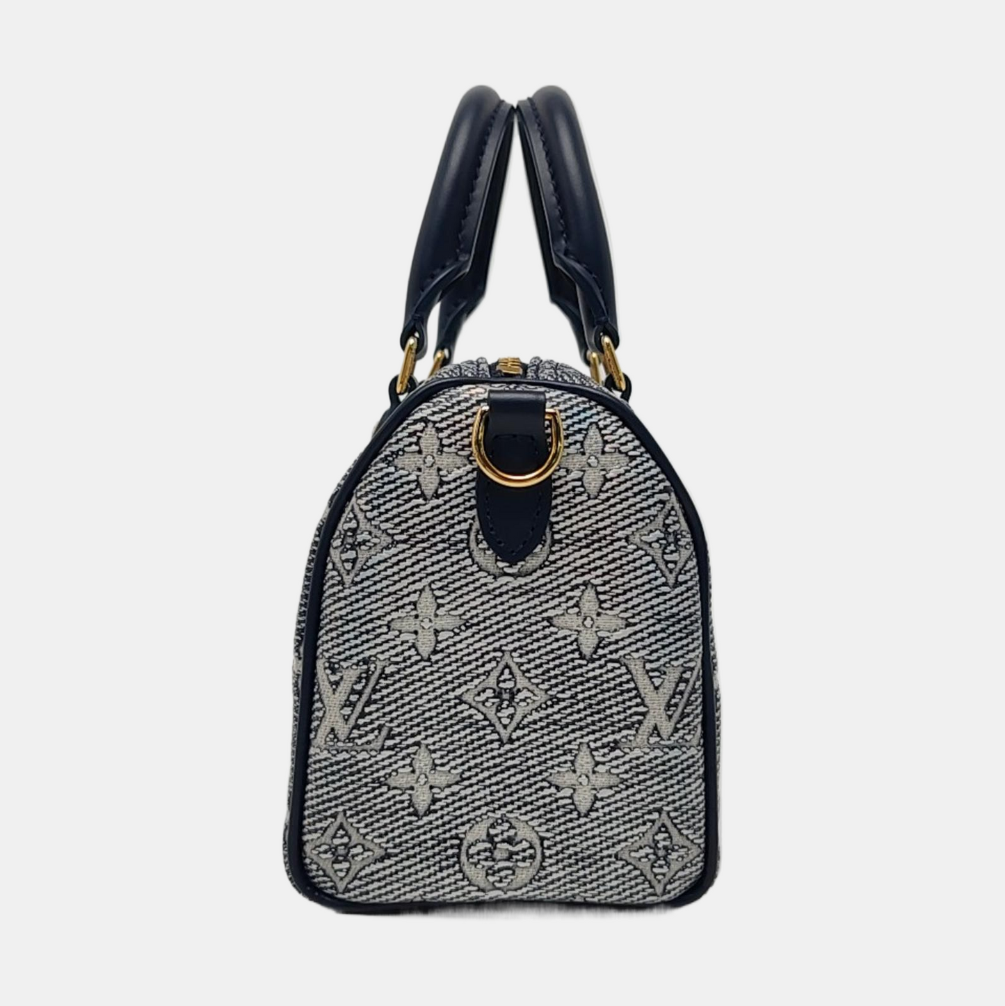 LOUIS VUITTON SPEEDY 20 Light Blue Special Material Monogram Embossed Boston Bag Crossbody Bag Shoulder Bag Tote Bag Adjustable Strap Golden Hardware Removable Strap-(SKU)-952606460