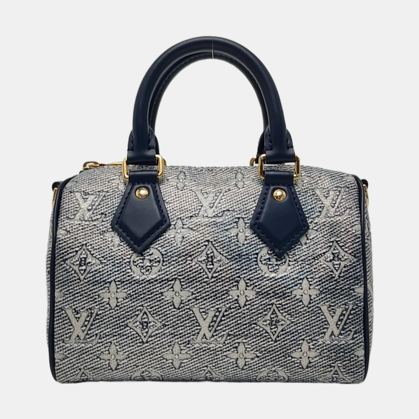 LOUIS VUITTON SPEEDY 20 Light Blue Special Material Monogram Embossed Boston Bag Crossbody Bag Shoulder Bag Tote Bag Adjustable Strap Golden Hardware Removable Strap-(SKU)-952606460