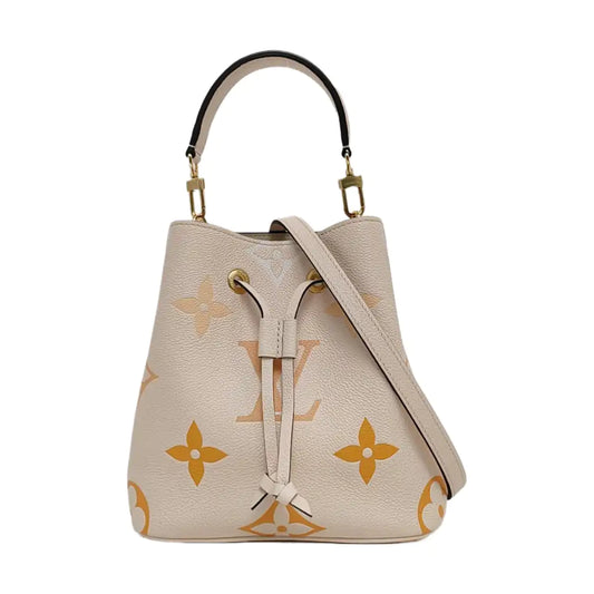 LOUIS VUITTON NÉONOÉ BB Beige Calfskin Monogram Embossed Bucket Bag Crossbody Bag Shoulder Bag Tote Bag Gold Hardware 2 Removable Straps-(SKU)-969076231