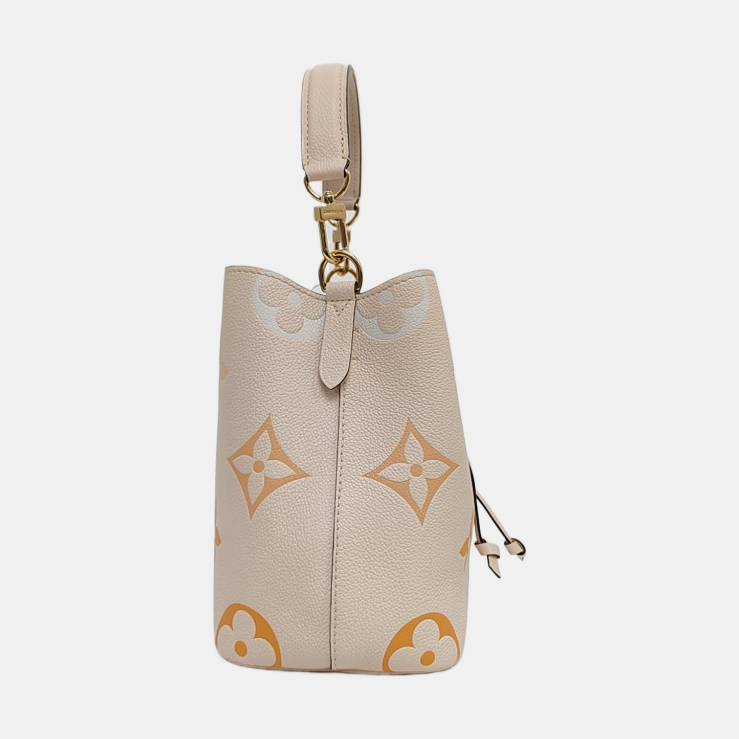 LOUIS VUITTON NÉONOÉ BB Beige Calfskin Monogram Embossed Bucket Bag Crossbody Bag Shoulder Bag Tote Bag Gold Hardware 2 Removable Straps-(SKU)-969076231