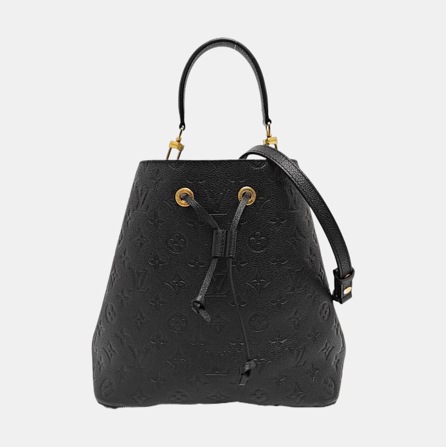 LOUIS VUITTON NÉONOÉ Medium Black Leather Monogram Vernis Bucket Bag Shoulder Bag Crossbody Handbag with Gold Hardware and 2 Detachable Straps-(SKU)-971352103