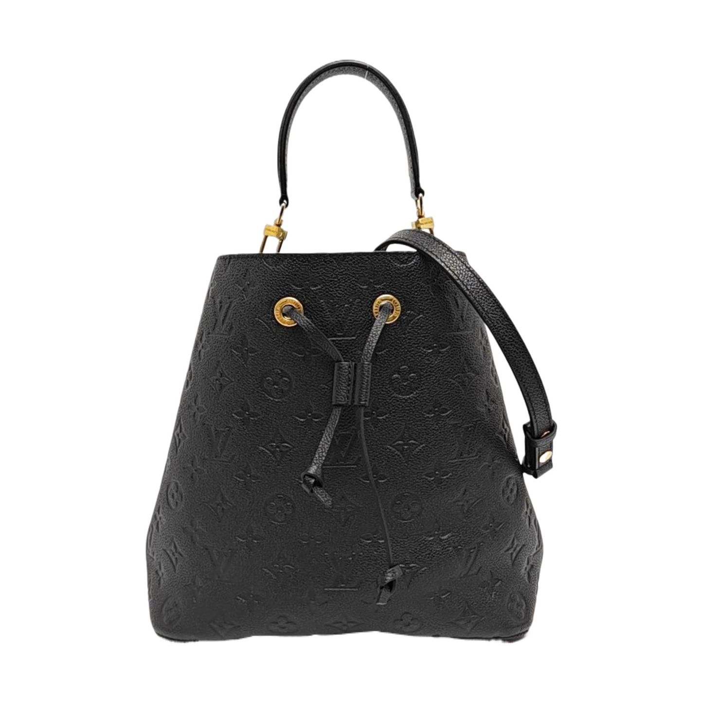 LOUIS VUITTON NÉONOÉ Medium Black Leather Monogram Vernis Bucket Bag Shoulder Bag Crossbody Handbag with Gold Hardware and 2 Detachable Straps-(SKU)-971352103