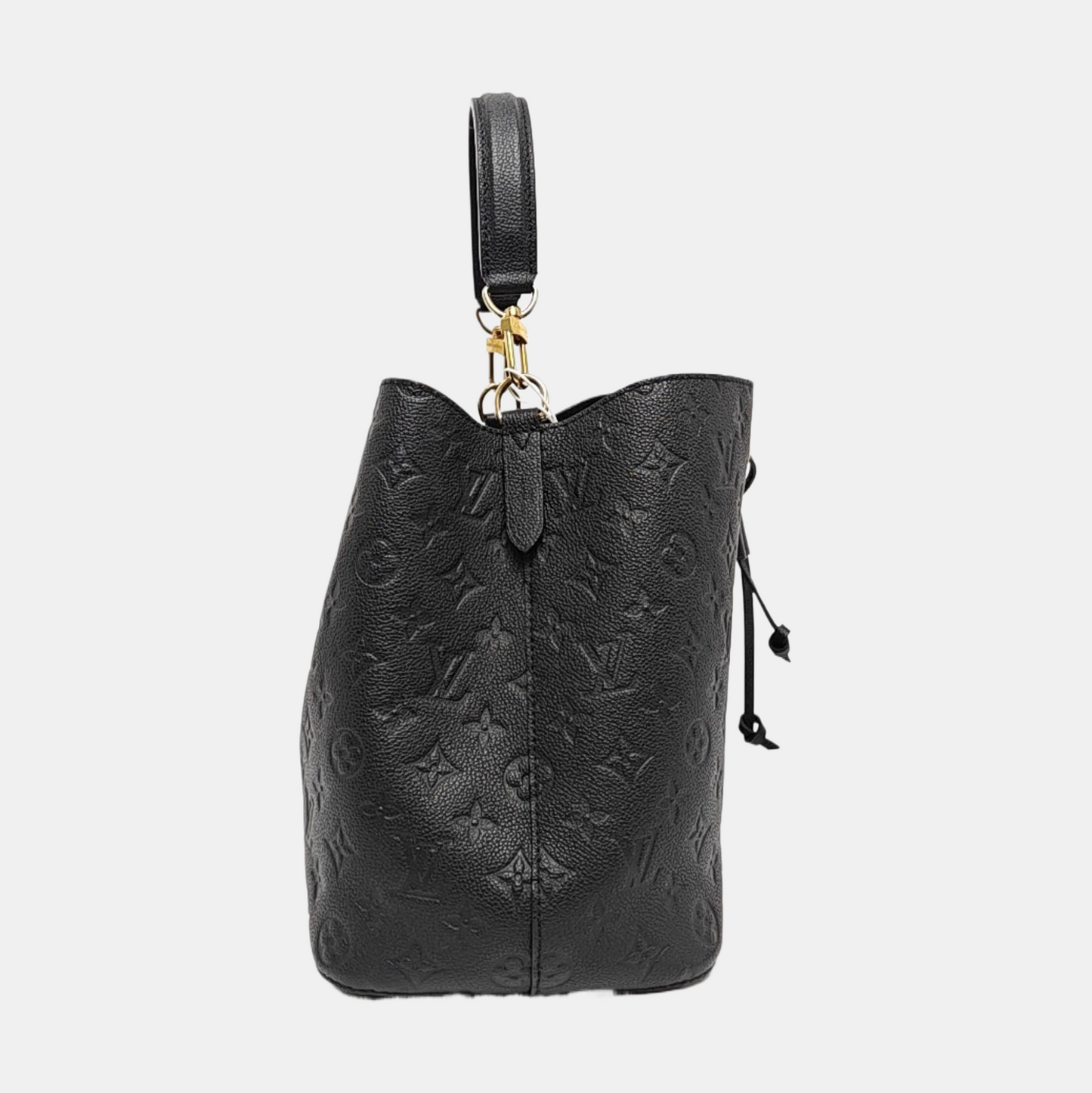LOUIS VUITTON NÉONOÉ Medium Black Leather Monogram Vernis Bucket Bag Shoulder Bag Crossbody Handbag with Gold Hardware and 2 Detachable Straps-(SKU)-971352103