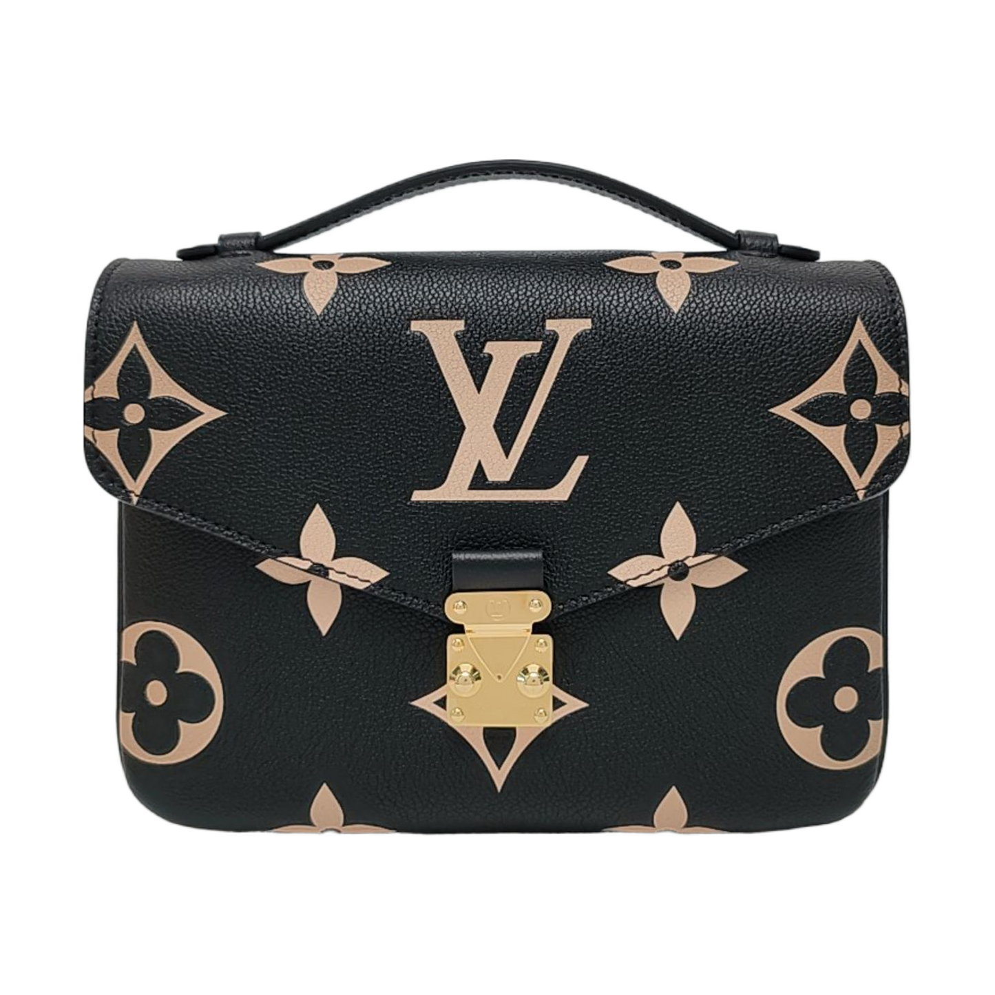 LOUIS VUITTON MÉTIS Medium Black Leather Monogram Vernis Embossed Messenger Bag Crossbody Bag Shoulder Bag Tote Bag Adjustable Strap Golden Hardware Complete Accessories-(SKU)-971187895