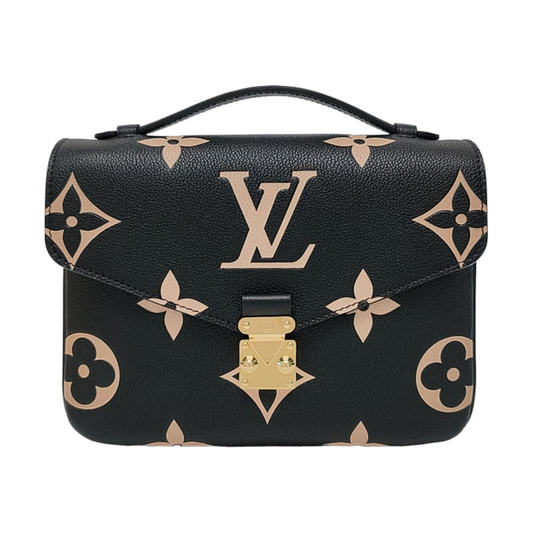 LOUIS VUITTON MÉTIS Medium Black Leather Monogram Vernis Embossed Messenger Bag Crossbody Bag Shoulder Bag Tote Bag Adjustable Strap Golden Hardware Complete Accessories-(SKU)-971187895