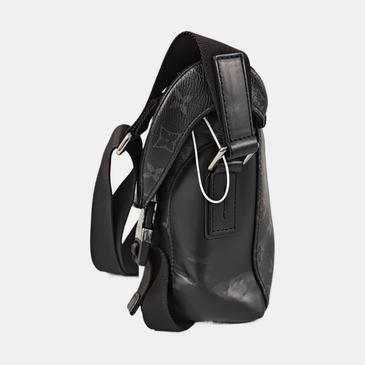 LOUIS VUITTON VOYAGER Small Black Coated Canvas Monogram Messenger Bag Crossbody Shoulder Bag Silver Hardware-(SKU)-971314881