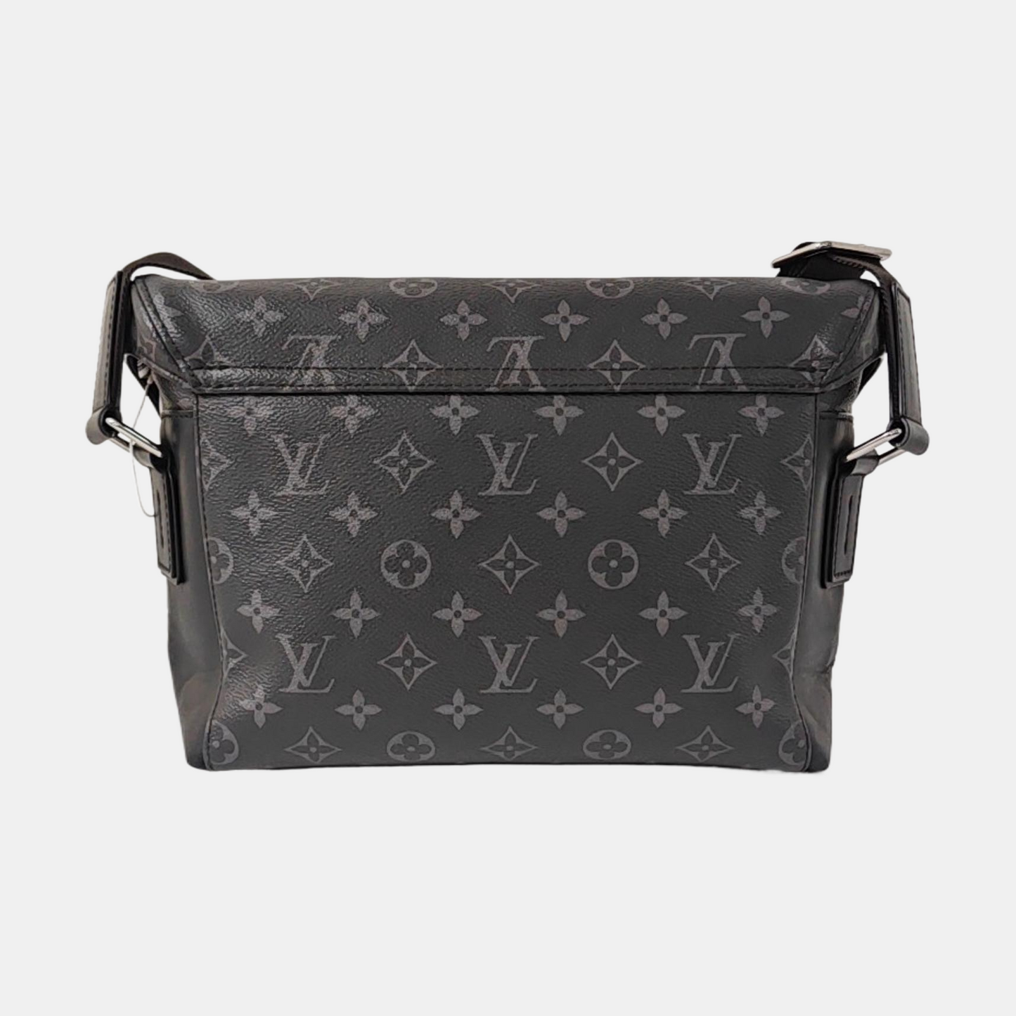 LOUIS VUITTON VOYAGER Small Black Coated Canvas Monogram Messenger Bag Crossbody Shoulder Bag Silver Hardware-(SKU)-971314881