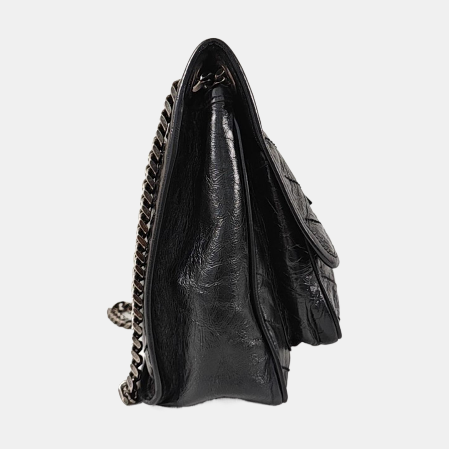 YSL NIKI Medium Black Calfskin Quilted V-Stripe Shoulder Bag and Crossbody with Black Rhodium-Plated Hardware-(SKU)-971324466