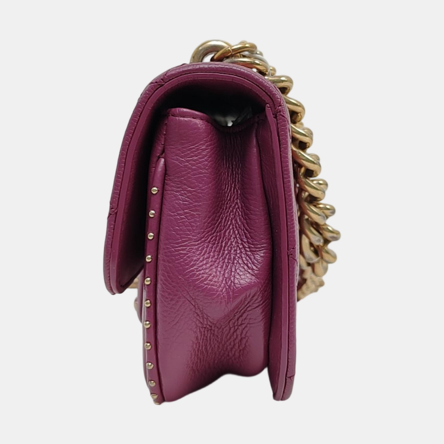 CHANEL CLASSIC FLAP Mini Burgundy Calfskin Quilted Large Mini Shoulder Bag Crossbody Strap Gold Hardware 24k-(SKU)-971151918