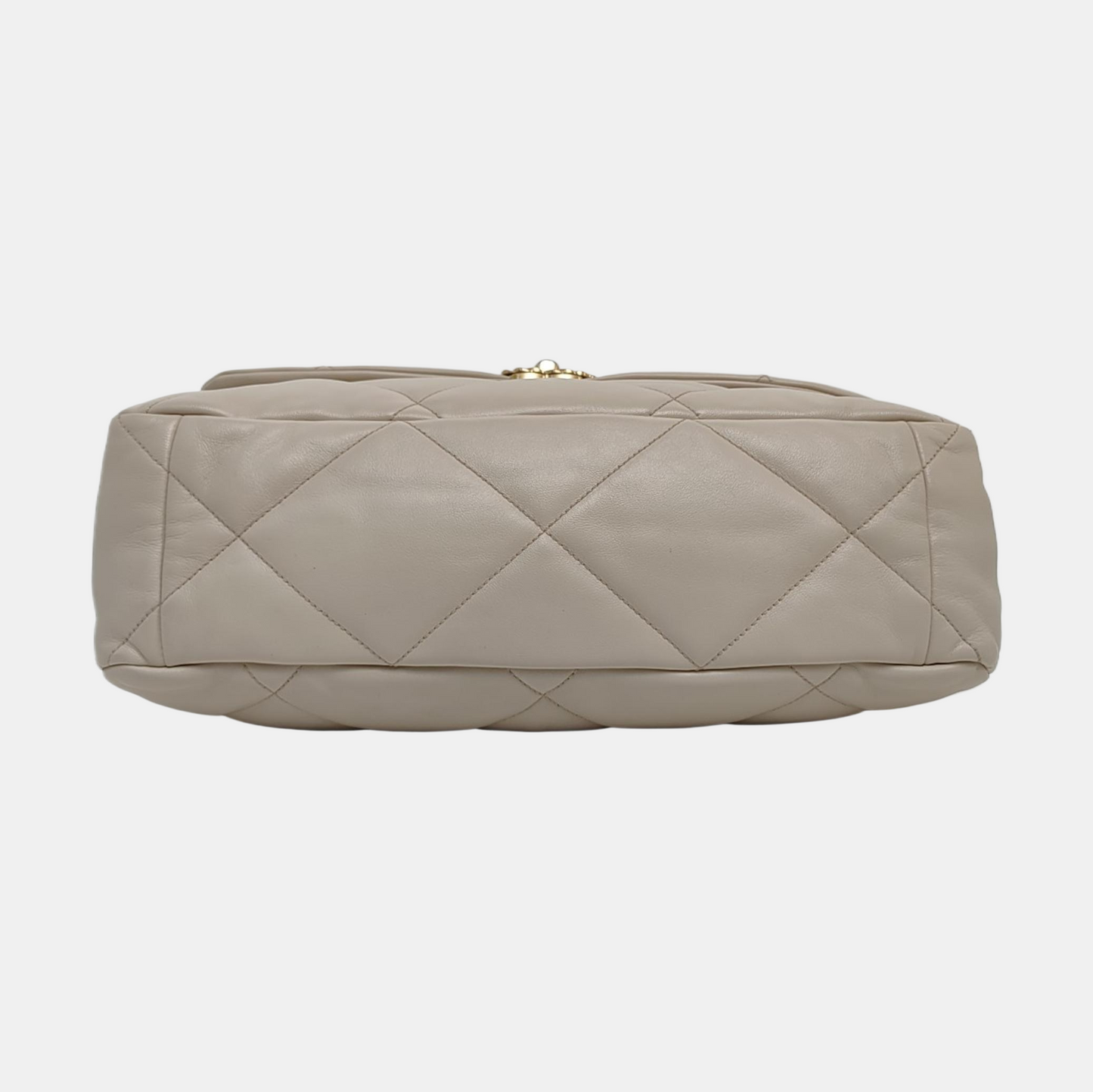 CHANEL CHANEL 19 Maxi Super Large White Lamb Skin Quilted Shoulder Bag Tote Bag Crossbody Golden Silver Ruthenium Hardware 30cm-(SKU)-971521605