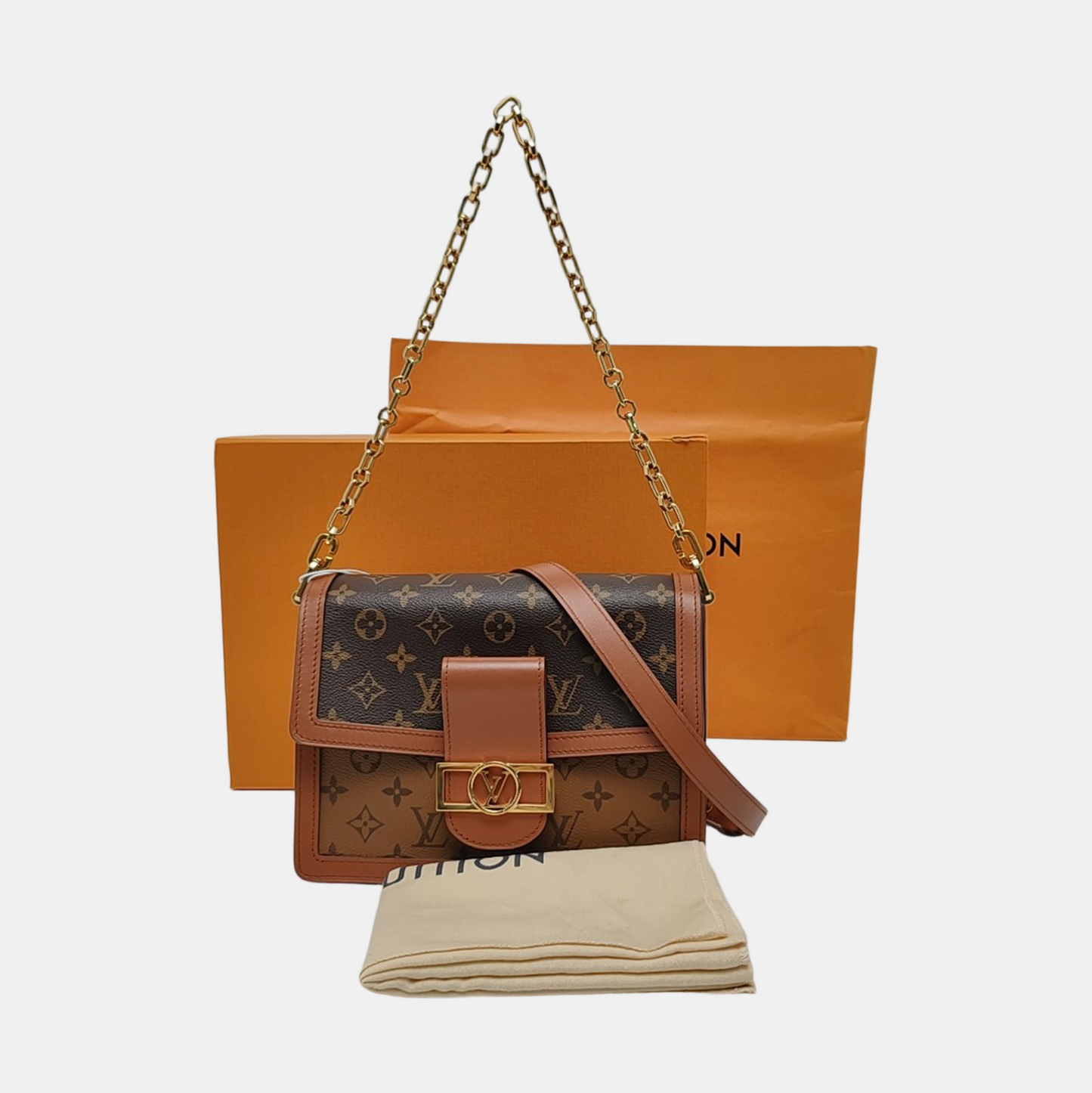 LOUIS VUITTON DAUPHINE Medium Brown Coated Canvas Monogram Dauphine Single Shoulder Bag with Detachable Strap-(SKU)-971156008