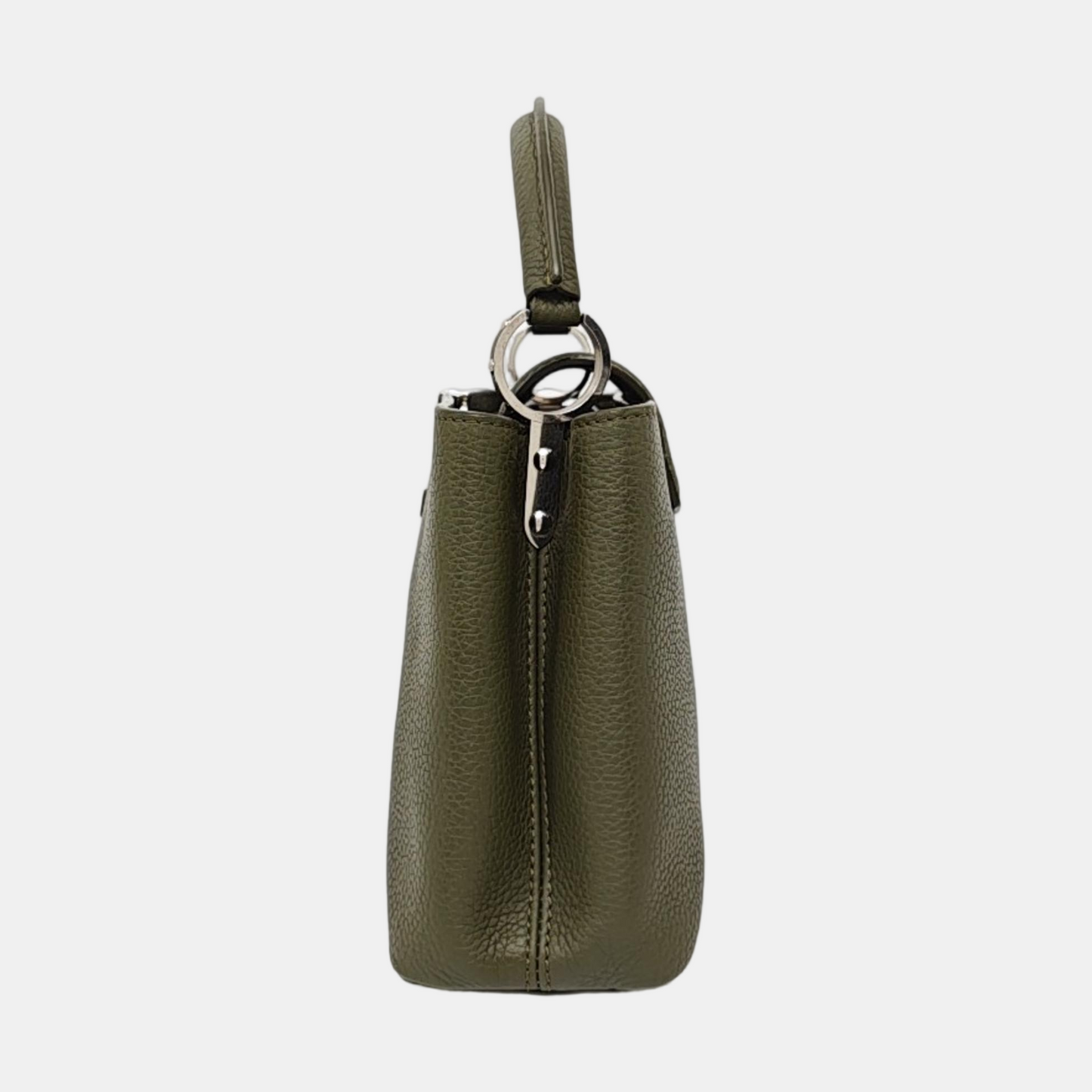 LOUIS VUITTON CAPUCINES BB Dark Green Calfskin Shoulder Bag Tote Crossbody Bag with Detachable Strap-(SKU)-971490700