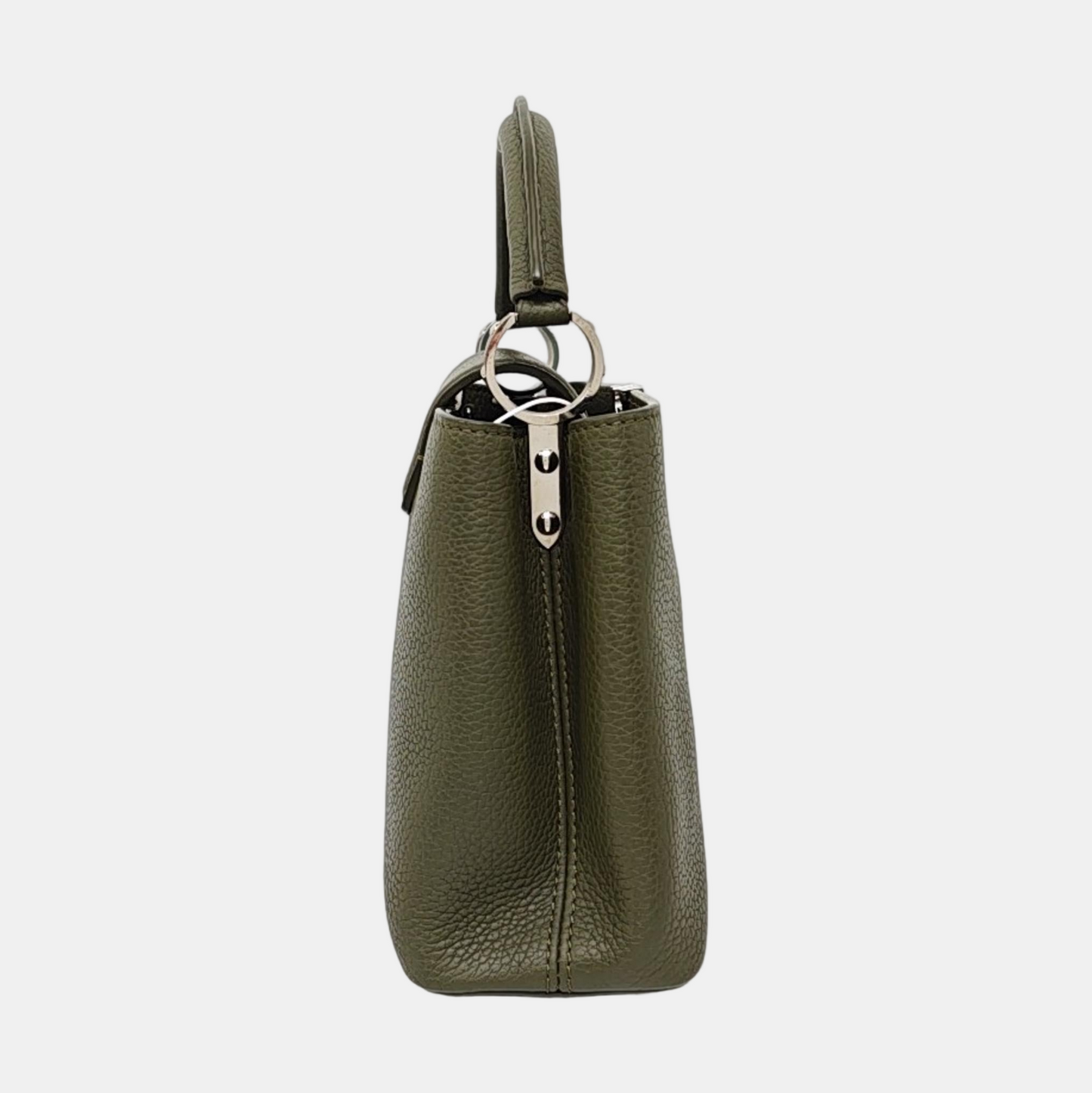 LOUIS VUITTON CAPUCINES BB Dark Green Calfskin Shoulder Bag Tote Crossbody Bag with Detachable Strap-(SKU)-971490700