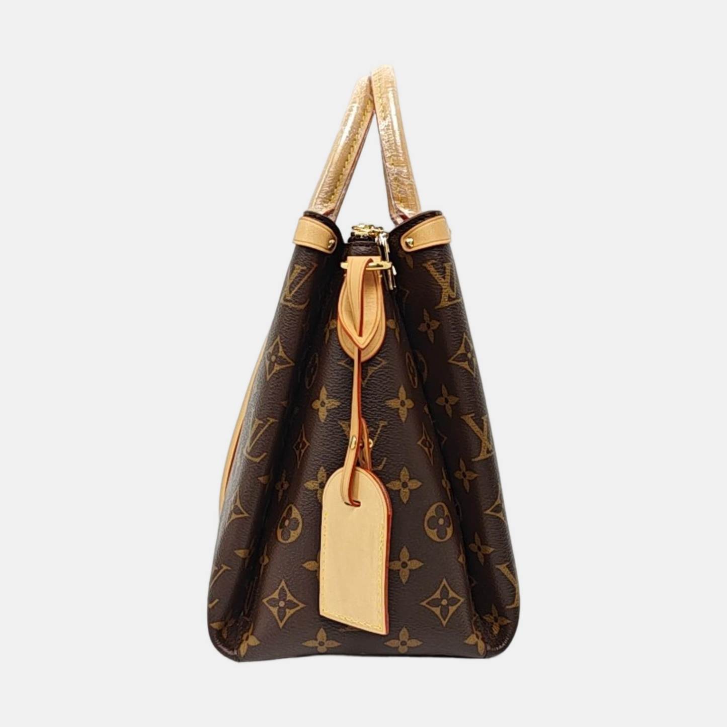 LOUIS VUITTON SOUFFLOT Medium Brown Monogram Canvas Shoulder Bag with Shoulder Strap and Handle, Gold Hardware, Detachable Strap-(SKU)-971657568