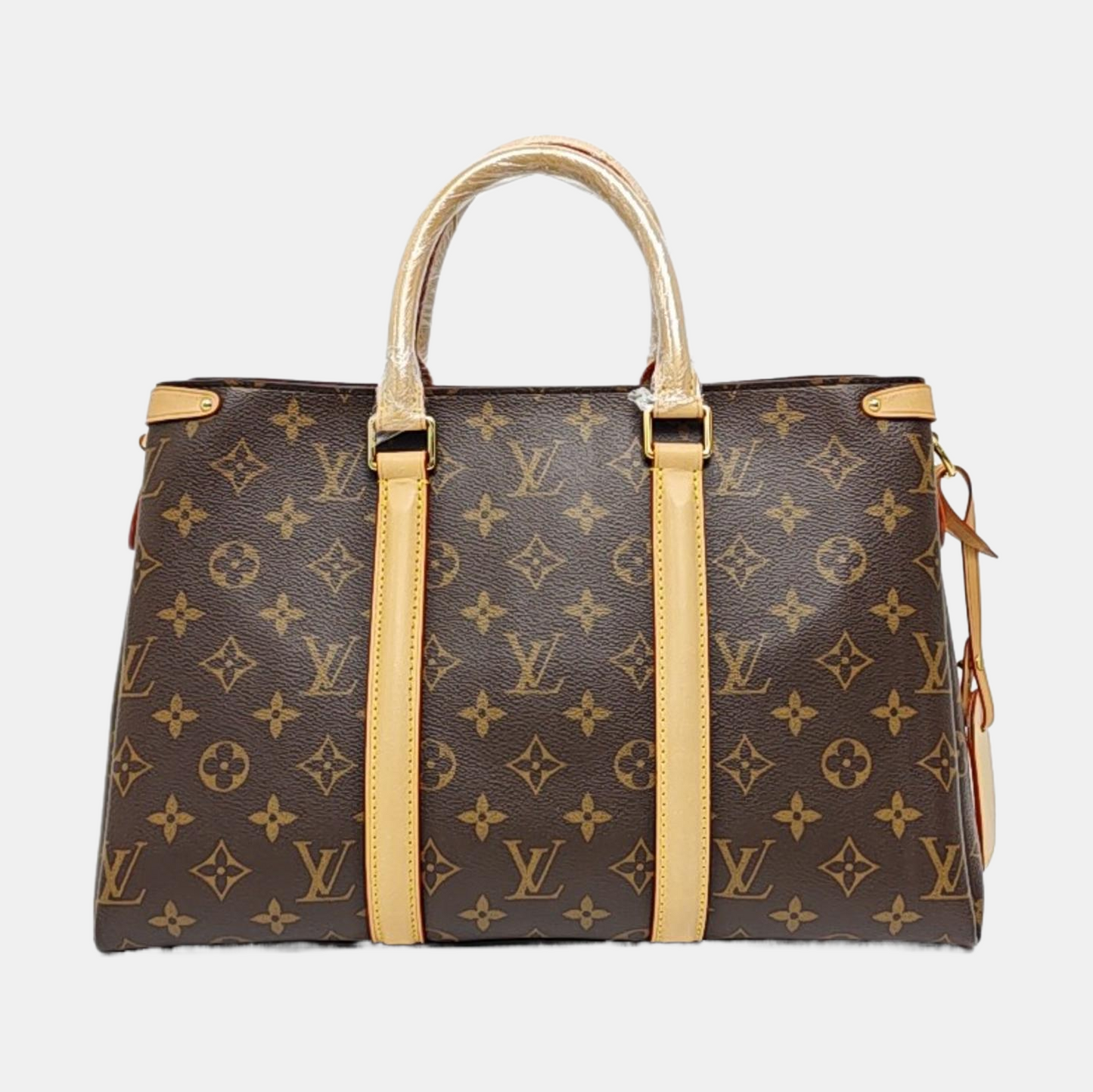 LOUIS VUITTON SOUFFLOT Medium Brown Monogram Canvas Shoulder Bag with Shoulder Strap and Handle, Gold Hardware, Detachable Strap-(SKU)-971657568