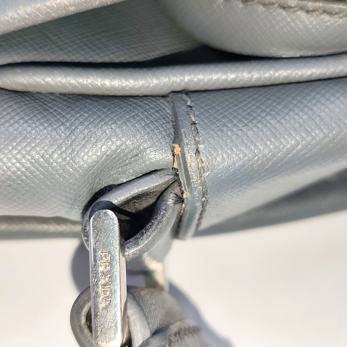 PRADA Dark Grey Cowhide Crosshatch shoulder bag Silver Hardware-(SKU)-938485965