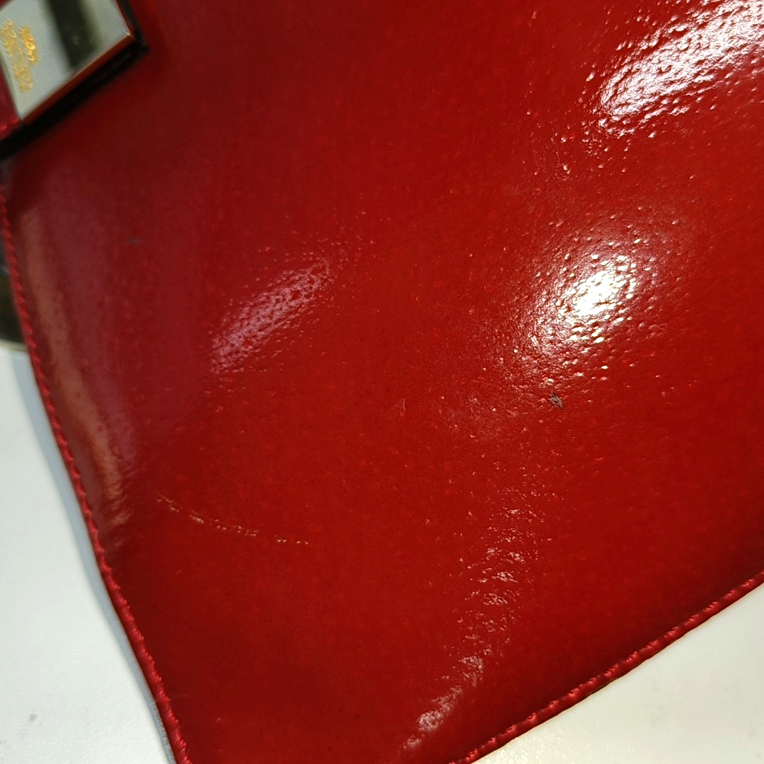 CELINE Bucket bag Red Cowhide Embossed Single Shoulder Bag Golden hardware Vintage model-(SKU)-12936054