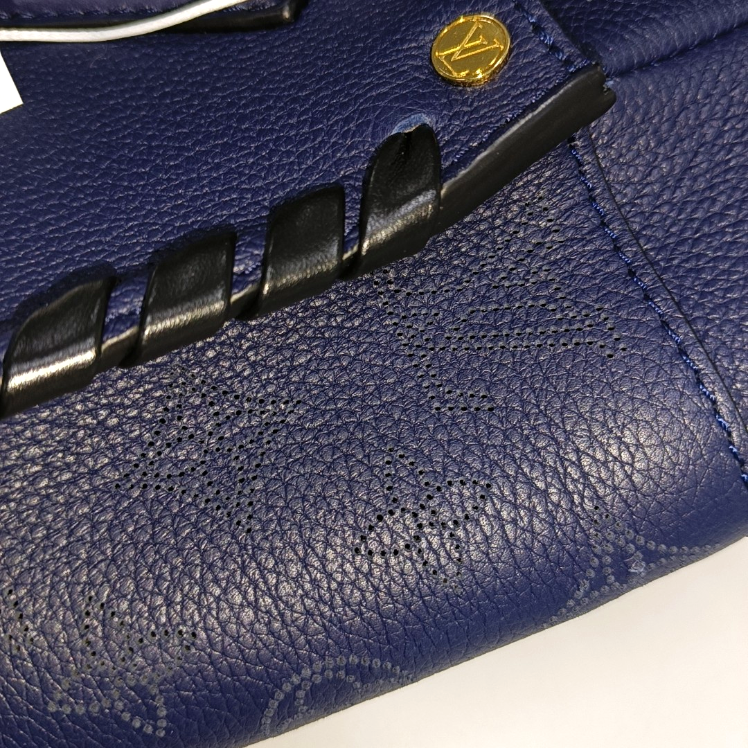 LOUIS VUITTON ON MY SIDE Medium Dark Blue Leather Woven Shoulder Bag, Gold Hardware, Removable Shoulder Strap-(SKU)-14487079