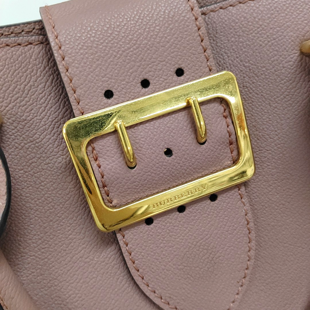 BURBERRY Buckle Pink Cowhide Sling Bag Tote Bag Golden hardware shoulder straps-(SKU)-955529544