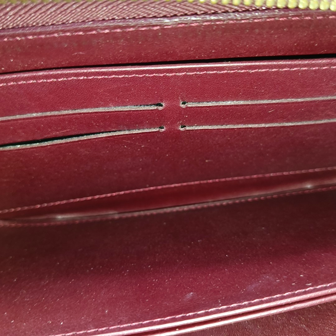 LOUIS VUITTON Burgundy Cowhide Monogram Embossed Wallet Golden hardware-(SKU)-956443743