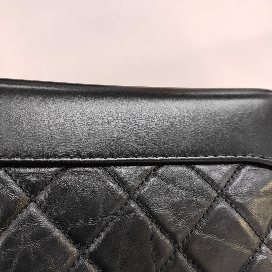 CHANEL GABRIELLE Small Black Leather Quilted Intrecciato Bag Crossbody Bag Single Shoulder Bag Golden Silver Ruthenium Hardware 26cm Removable Strap Accessories Complete-(SKU)-949455868