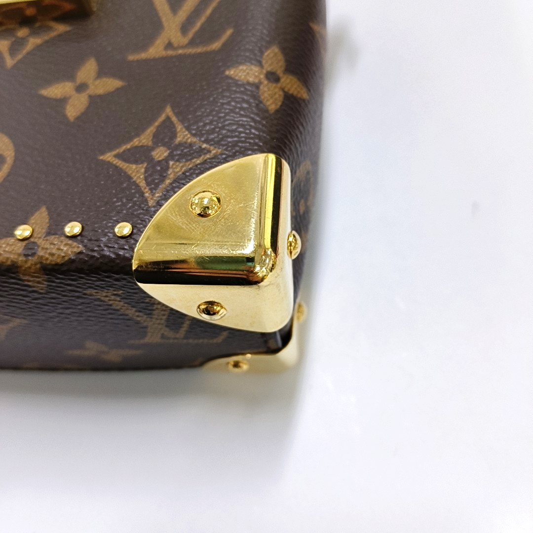 LOUIS VUITTON CAMERA BOX Brown Coated Canvas Monogram Shoulder Bag with Gold Hardware, Detachable Strap-(SKU)-952720692