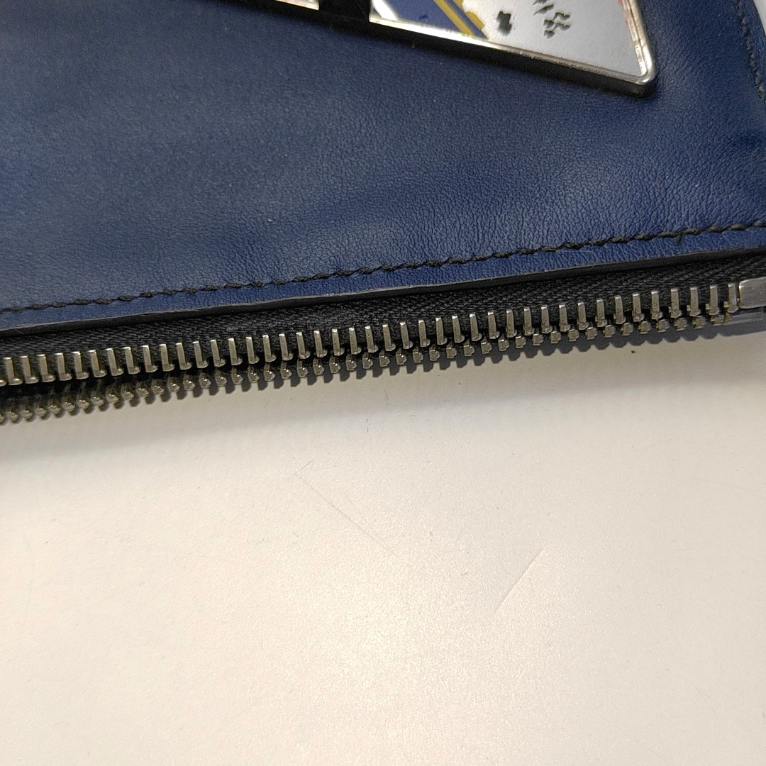 FENDI Monster Dark Blue Cowhide Mini Monster Patchwork Handbag Silver Hardware-(SKU)-937769210