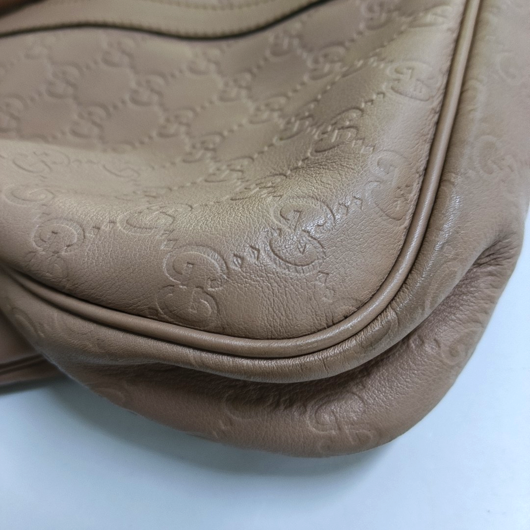 GUCCI Light Pink Cowhide Embossed Monogram Shoulder Bag Tote Bag Golden hardware Removable shoulder strap-(SKU)-947868328