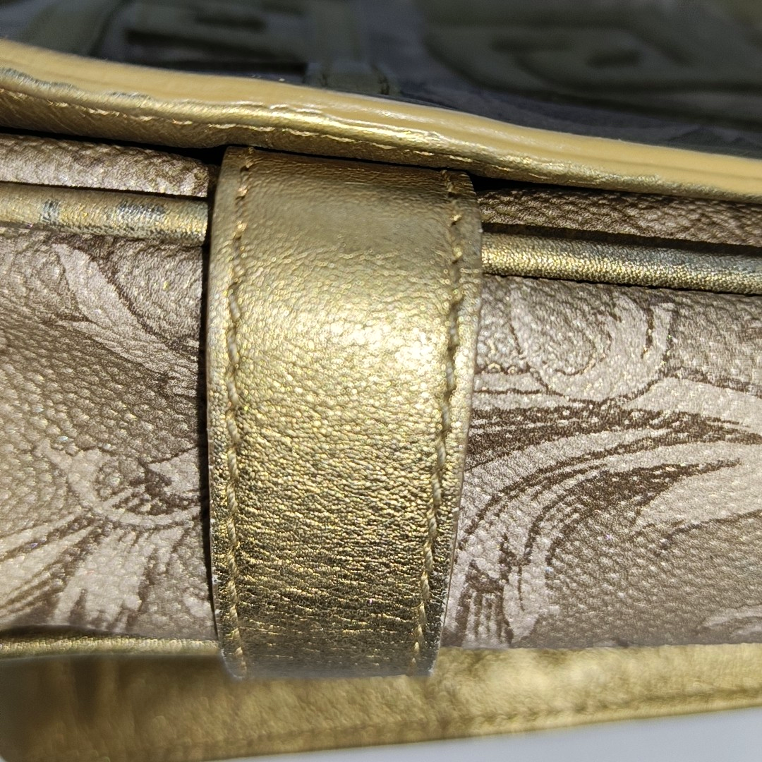 VERSACE Brown Coated Canvas Quilted Single Shoulder Bag Golden hardware-(SKU)-13724290