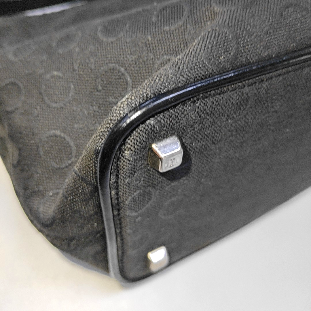 CELINE Black Fabric Triumph Handbag Single Shoulder Bag Silver Hardware Removable shoulder strap-(SKU)-934885209