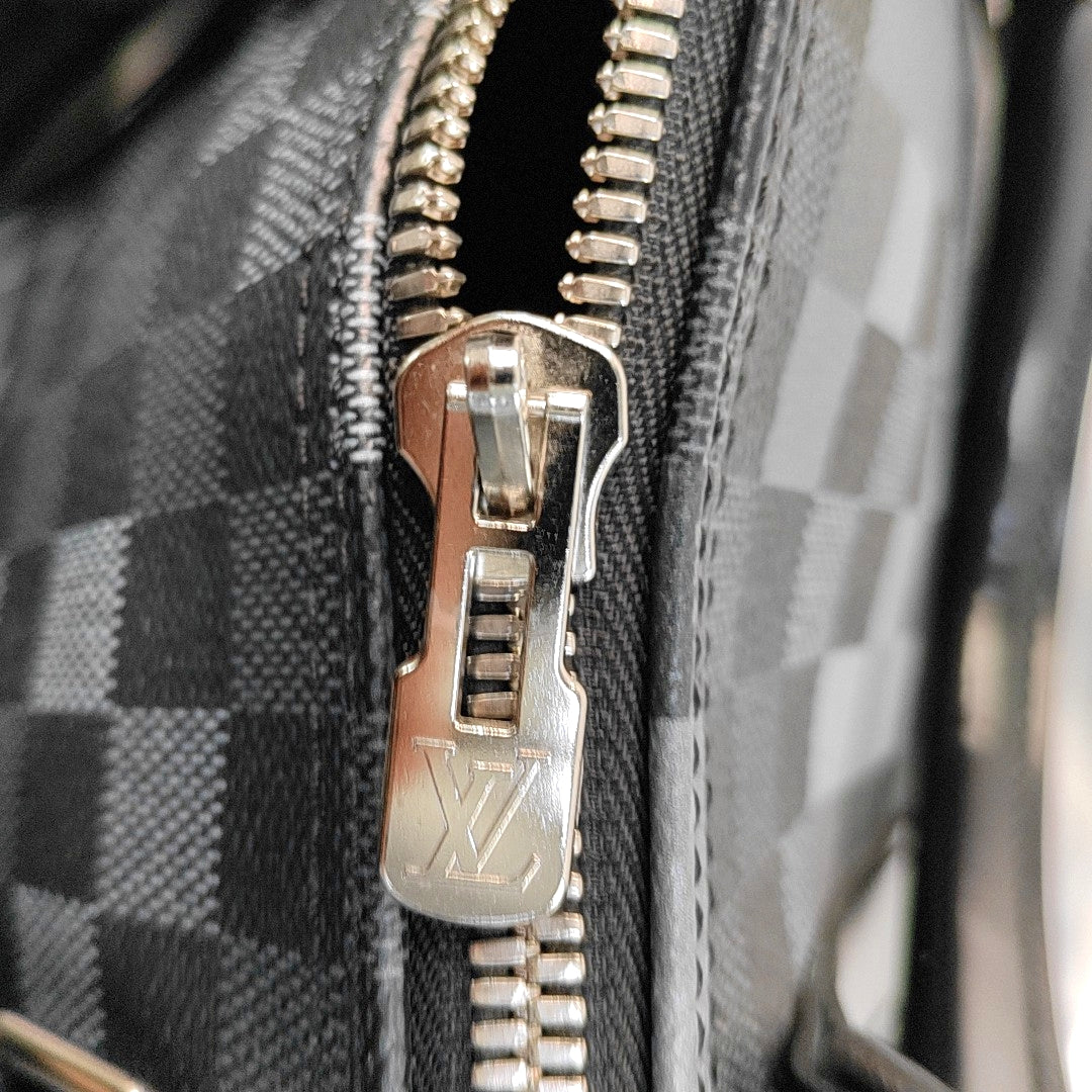LOUIS VUITTON KEEPALL 50 Grey Coated Canvas Chessboard Pattern Single Shoulder Bag Handbag Crossbody Bag Detachable Strap-(SKU)-969251083