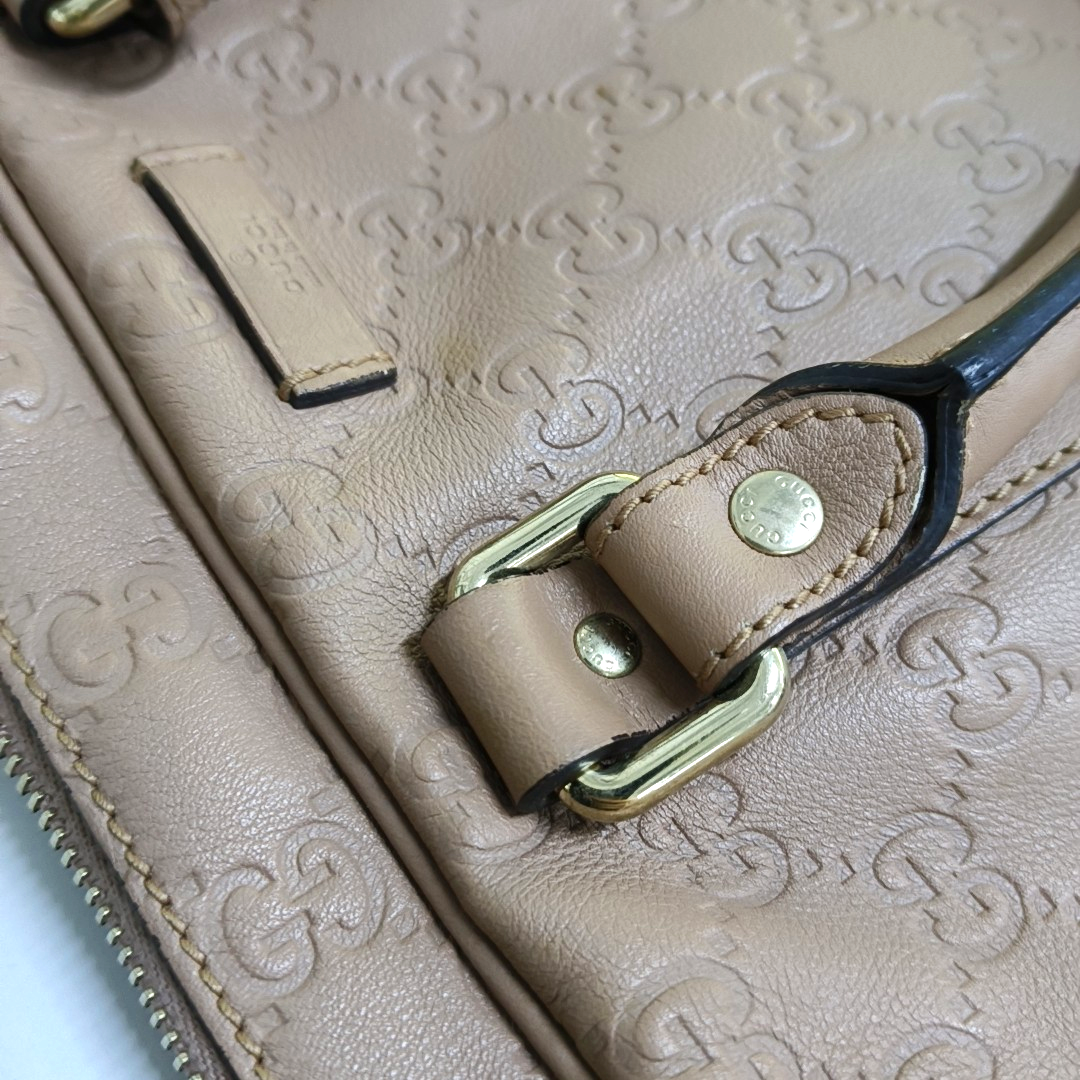 GUCCI Light Pink Cowhide Embossed Monogram Shoulder Bag Tote Bag Golden hardware Removable shoulder strap-(SKU)-947868328