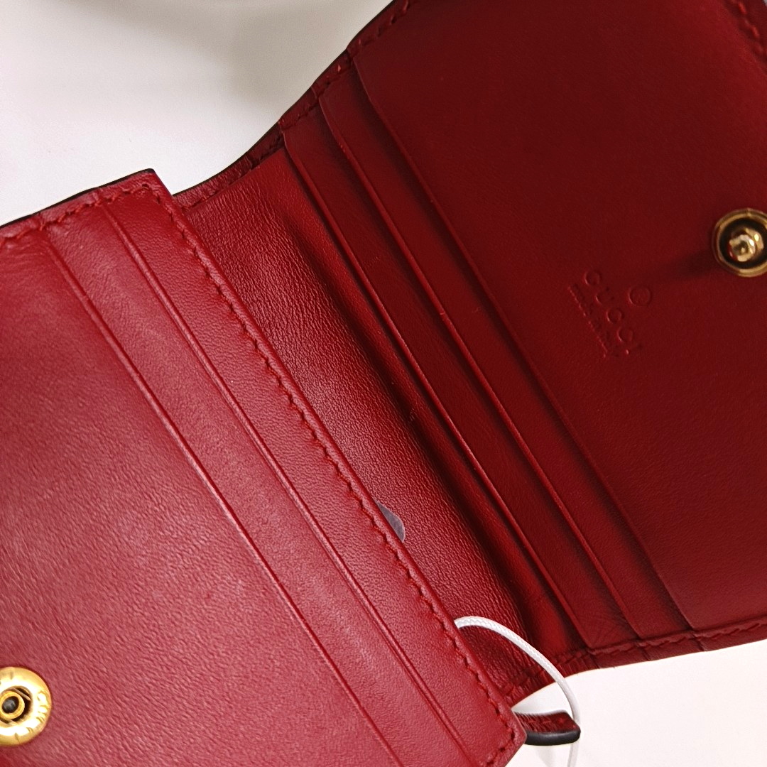 GUCCI Queen Margaret Red Cowhide Bee Wallet Golden hardware-(SKU)-953738201