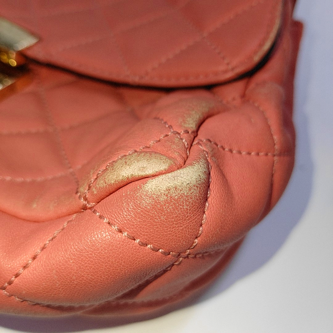 MICHAEL KORS Sloan Orange-pink cowhide quilted crossbody bag/shoulder bag/handbag Golden hardware-(SKU)-932342596