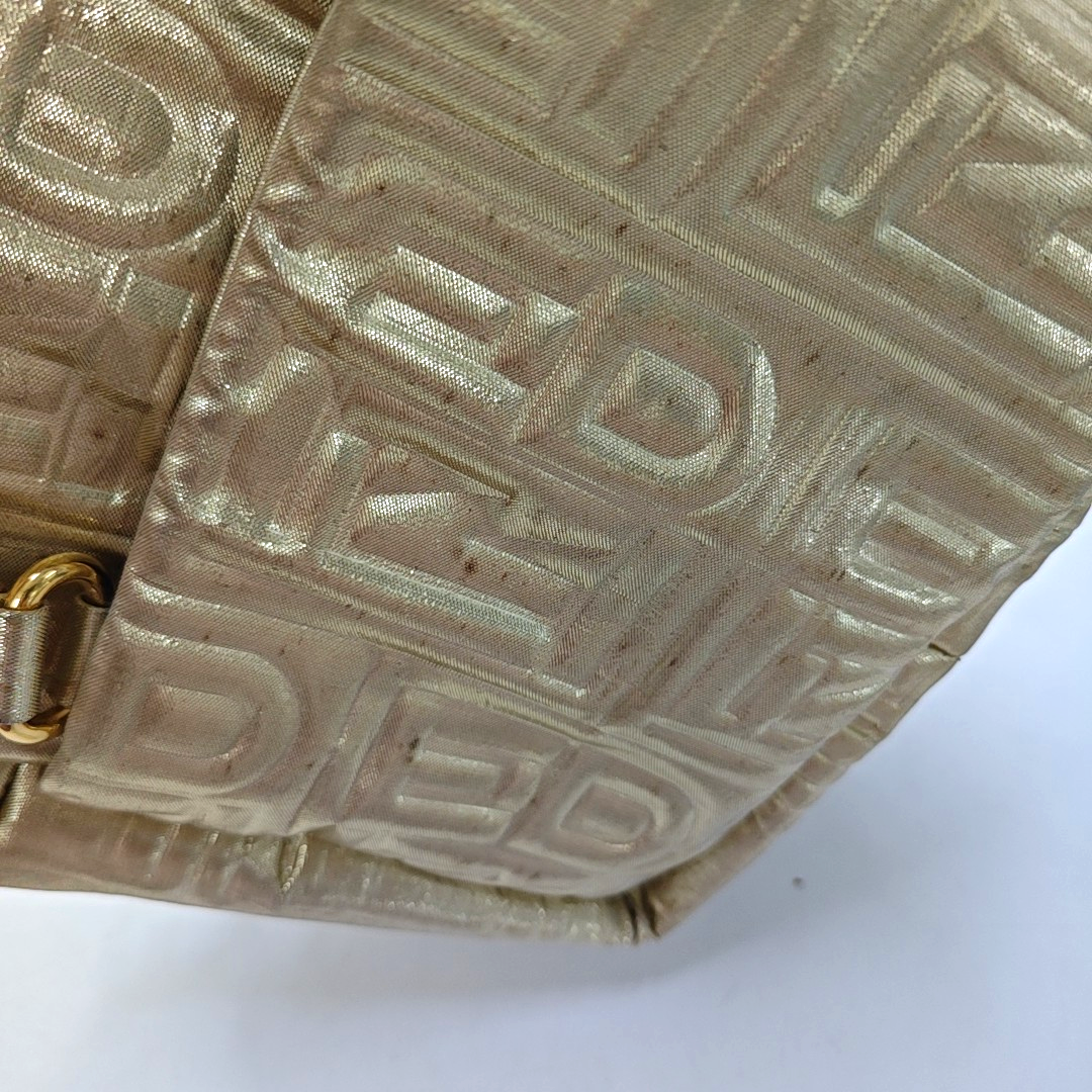 FENDI Gold Fabric Embossed Single Shoulder Bag Handbag Golden hardware Removable shoulder strap-(SKU)-948887695