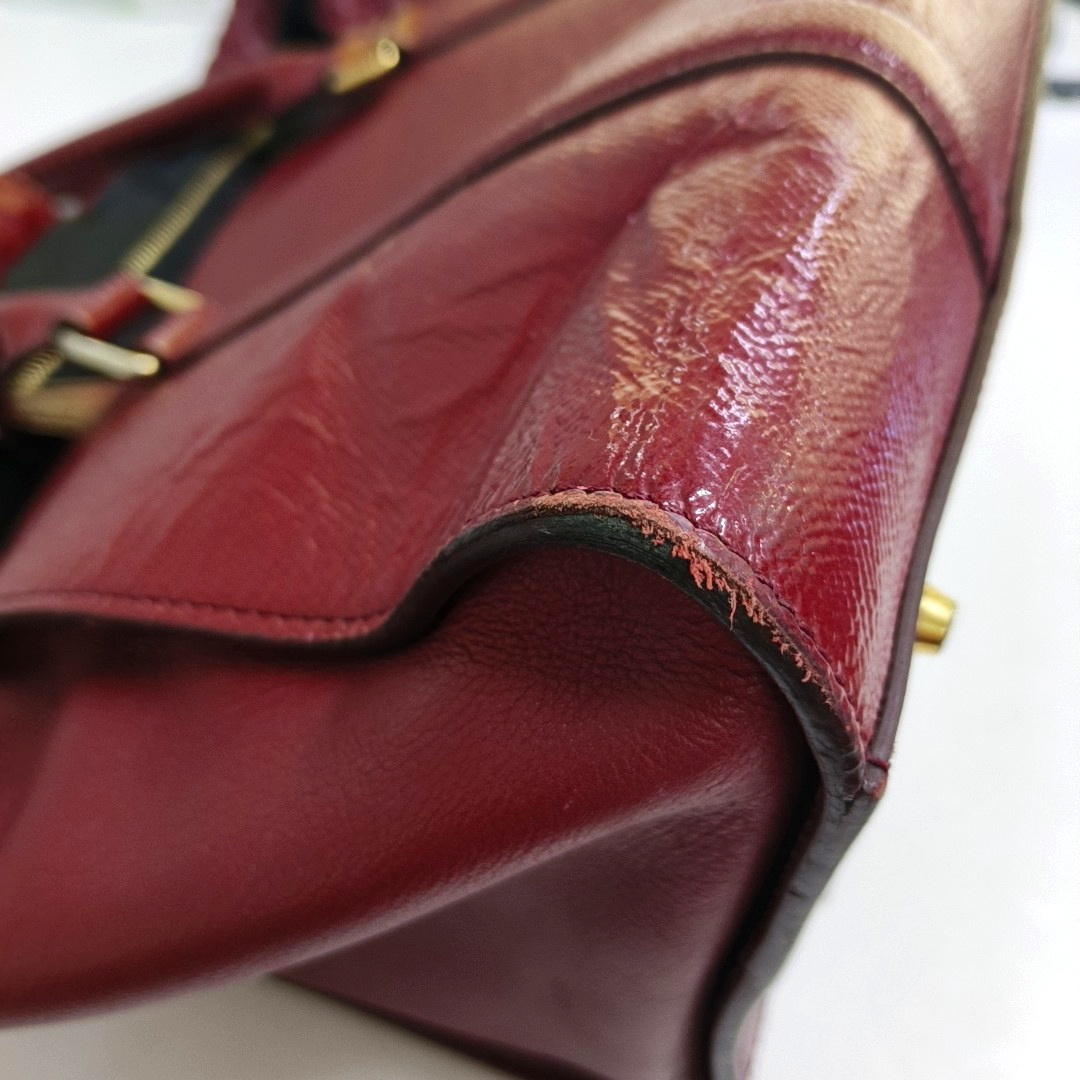 BURBERRY Dinton Red Cowhide Tote Bag Golden hardware-(SKU)-944819144