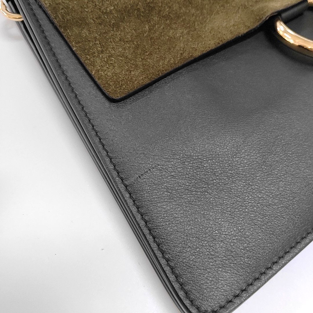 Chloé Faye Medium size Dark Green Leather Crossbody Shoulder Bag Golden hardware Removable shoulder strap-(SKU)-959719535
