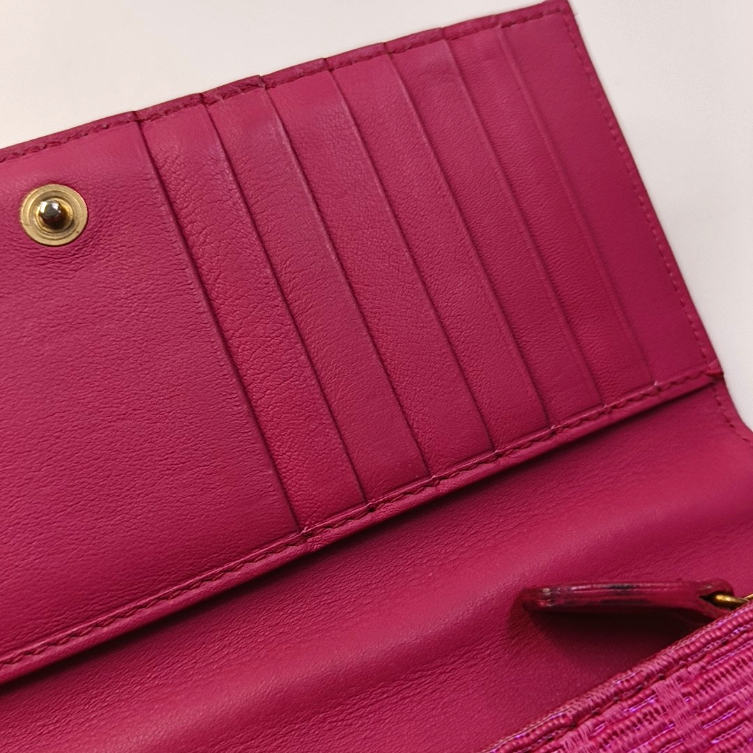 DIOR Fuchsia Fabric Wallet Golden hardware-(SKU)-959328044