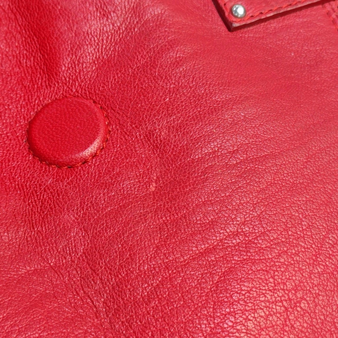 Alexander McQUEEN De Manta Red Cowhide Handbag Silver Hardware-(SKU)-946585278