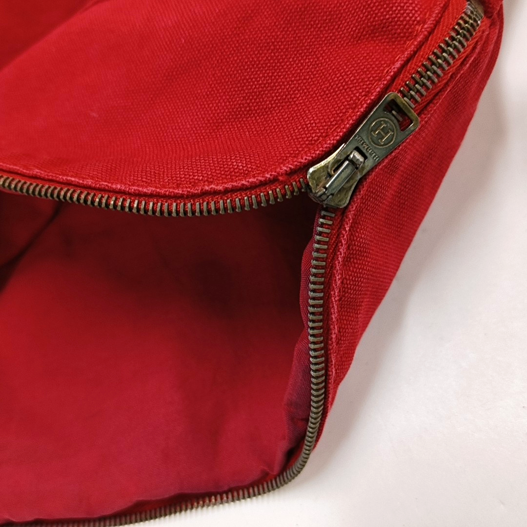 HERMÈS Bolide Medium size Flag Red Canvas Embroidered Handbag Golden hardware-(SKU)-959737695
