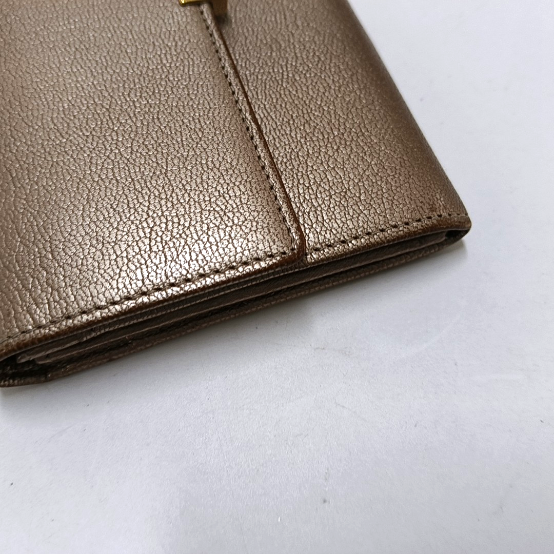 Cartier Champagne Leather Wallet Golden hardware-(SKU)-942555569